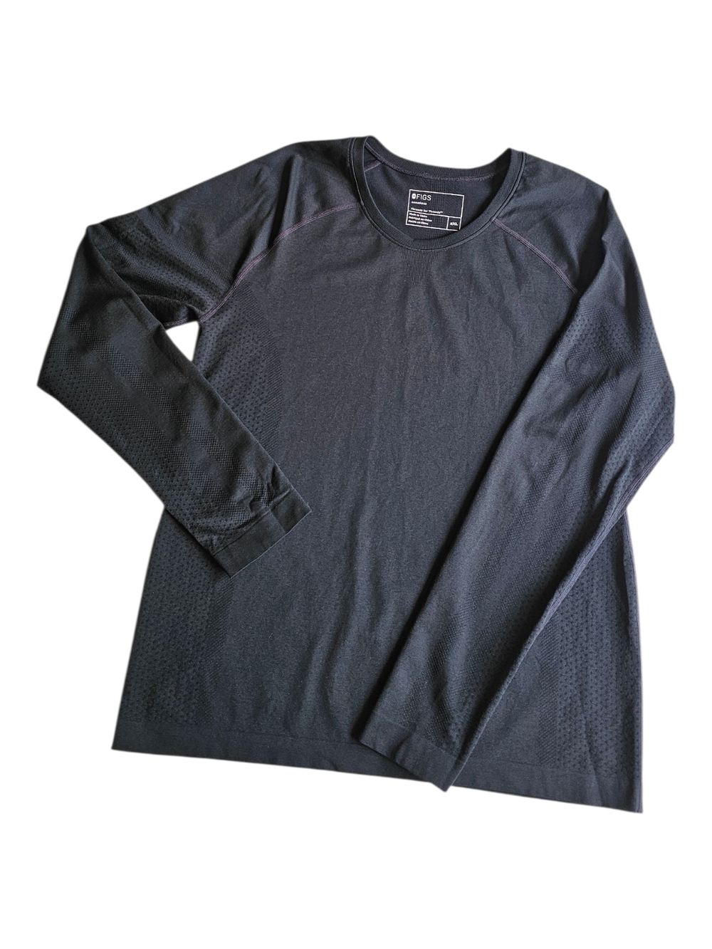FIGS Seamless Long Sleeve Top 2XL Black Scrub Undershirt Performance Stretch